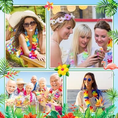 AMAZING TIME 200 Count Hawaiian Lei Bulk, Tropical Luau Hawaii Theme Silk Flower Necklace, Party Favors for Beach Holiday Wedding Birthday Party, Aloha Summer Party Decorations - Image 4