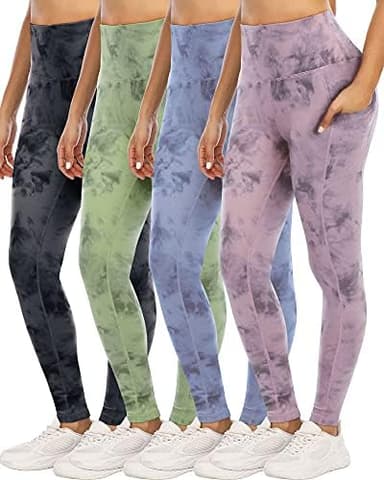 4 Pack Leggings with Pockets for Women,High Waist Tummy Control Workout Yoga Pants - Image 3