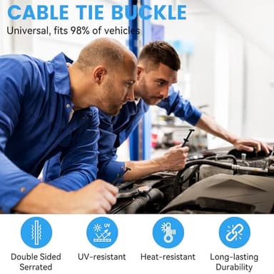 60 Pcs Nylon Universal Cable Tie Buckle - New Multifunctional Nylon Zip Ties Double Sided Buckle & Button Design Plastic Cable Ties Tool Fasteners Car Body UV Resistant Zipties for Car Daily Repair - Image 4