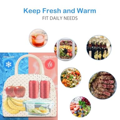 DALINDA Corduroy Lunch Bag Lunch Box for Women Men,Cute Insulated Lunch Bags,Water-Resistant Cute Cooler Lunch Tote Bag, Reusable LunchBox Large Capacity for Work Travel Picnic - Image 6