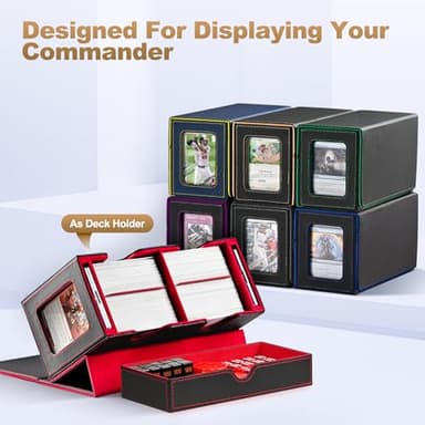 UAONO MTG Deck Box with 2 Commander Display and Dice Tray-Patented Design, Double Deck Box for 280+ Single Sleeved Cards, Leather Magnetic Card Storage Box Fits for TCG CCG Magic Cards (Black&Khaki) - Image 6