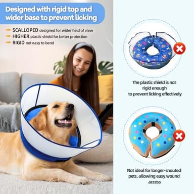 NoarWin 2-in-1 Inflatable Dog Cone Collar with Detachable Anti-Licking Shield, Soft Adjustable Elizabethan Collar for Dogs After Surgery (L, Blue) - Image 5