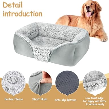Dog Beds Small Medium Large Size Dog, Rectangle Cat Bed for Indoor Crate Sofa and Backseat of a Car, Non-Slip Bottom Breathable Soft Couch - Image 2