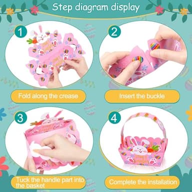 Haobell Easter Basket - 24pcs Small Baskets for Kids, Happy Gift With Handles, School Party Favor, Bunny Decoration - Image 4