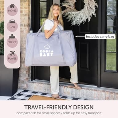 KOOLABABY Baby Bedside Sleeper - Bassinet & Bedside Crib with Height Adjustment & Wheels - Can Be Placed Next to Bed - Attaches to Parents Bed - Easy to Fold & Carry Bassinet for Girls (Pink) - Image 7