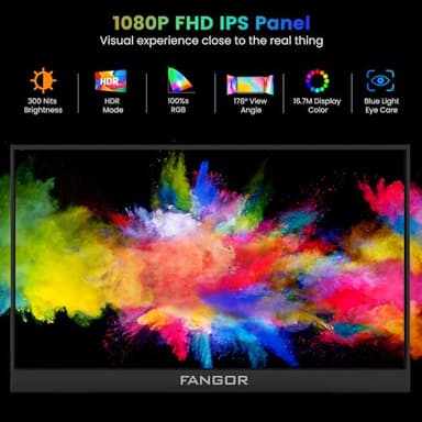FANGOR Portable Monitor, 15.6" FHD 1080P Travel Monitor for Laptop, Ultra-Slim HDR IPS Computer Gaming Display, USB-C HDMI Screen Extender with Smart Cover for Laptop PC Phone Mac Xbox PS4/5 Switch - Image 2
