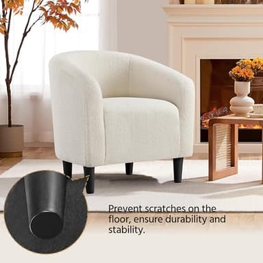 Yaheetech Barrel Chairs, Furry Accent Chairs, Sherpa Chairs with Soft Padded Armrest, Fuzzy Club Chairs for Living Room Bedroom Waiting Room Office, Accent Chairs Set of 2, Ivory - Image 6