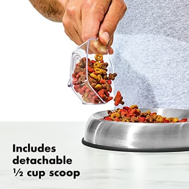 OXO Good Grips Pet POP Container – 6.0 Qt/5.7 L with Half Scoop, Ideal for up to 6.5lbs of Dog Food or 4.5lbs of Cat Food, Airtight Dog and Cat Food Storage Container, BPA Free, Clear - Image 4