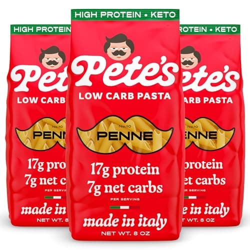17g High Protein Penne Pasta | 7g Low Carb Keto Pasta | Healthy, Italian Pasta From Italy | 3-Pack, 8oz - Pete's Pasta - Image 1