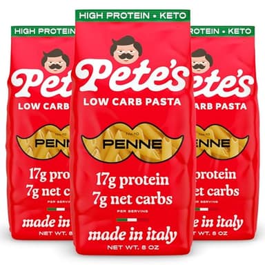 17g High Protein Penne Pasta | 7g Low Carb Keto Pasta | Healthy, Italian Pasta From Italy | 3-Pack, 8oz - Pete's Pasta - Image 1