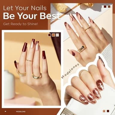 Modelones Gel Nail Polish Set, 6 Fall Colors 2025 Nude Brown Gel Polish Glitter Pearl Shimmer Cinnamon Tawny Orange Cherry Mocha Nail Polish All Skin Tones Soak OFF LED Halloween Nail Art Kit DIY Gift - Image 3