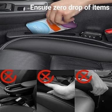 FFKQBH No Drop Seat Guard,Car Seat Gap Filler,Drop seat Gap fillers Between Seat and Console Stop Things from Dropping (Black) - Image 7