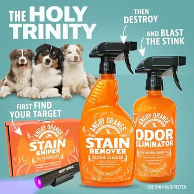ANGRY ORANGE Pet Odor Eliminator Kit for Dog/Cat Urine - Citrus - 24 oz + UV Flashlight - Image 4