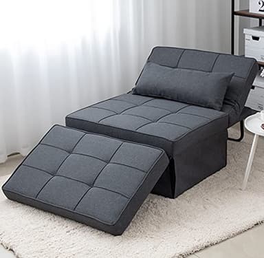 BIGSYY Sofa Bed, 4 in 1 Multi-Function Folding Ottoman Breathable Linen Couch Bed with Adjustable Backrest Modern Convertible Chair for Living Room Apartment Office, Dark Grey - Image 8