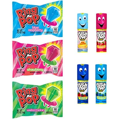 Bazooka Brands Halloween Candy Variety Pack, 30 Ct Bulk Individually Wrapped Hard Candy from Push Pop & Ring Pop, Full Size, Birthday Party Favors, Trick or Treat, Halloween Bowls, Gifts for Kids - Image 7