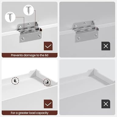 VASAGLE Storage Chest, Storage Bench with 2 Safety Hinges, Farmhouse Style, 15.7 x 39.4 x 18.1 Inches, for Entryway, Bedroom, Living Room, Cloud White ULSB061T10 - Image 7