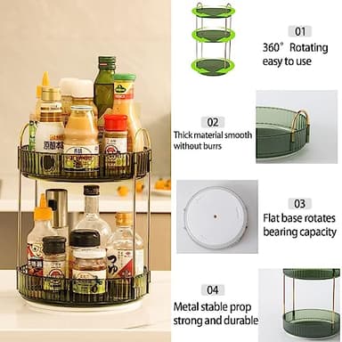 Weidace 360 Rotating Makeup Organizer for Vanity, Bathroom Countertop Spinning Perfume Organizer, High-Capacity Cosmetic and Skincare Dresser Make Up Holder Rack (2 Tiers, Green) - Image 5