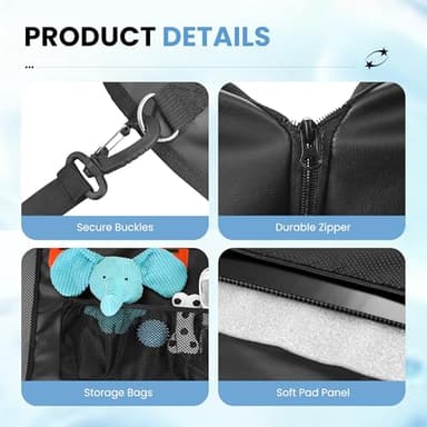 Dog Car Seat Cover for Back Seat, Hard Bottom Back Seat Extender for Dogs, Waterproof Dog Hammock for Truck Support to 400lbs, Car Seat Protector for Cars, Trucks, SUV, Jeep (Universal-PU-Orange) - Image 9