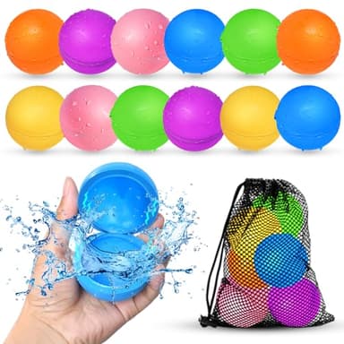 12Pcs Reusable Water Balloons, Pool Beach water Toys for Boys and Girls, Outdoor Summer Toys for Kids Ages 3-12 - Image 1