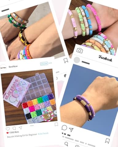 BestNow Clay Beads Bracelet Making Kit Toys for Girls Kids Charms Kit 18 Colors Friendship Bracelet Kit Letter Beads DIY Crafts Teen Girl Gifts Toys for Ages 6 7 8 9 10 11 12 - Image 3