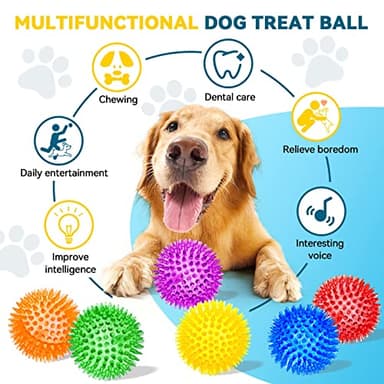 SHARLOVY 3.5” Large Dog Toys Ball, 6 Pack Squeaky oys, Durable for Aggressive Chewers, Spiky Ball for Clean Teeth and Training, Fetch Toys for Large Dogs, for Puppy Chew and Teething - Image 3