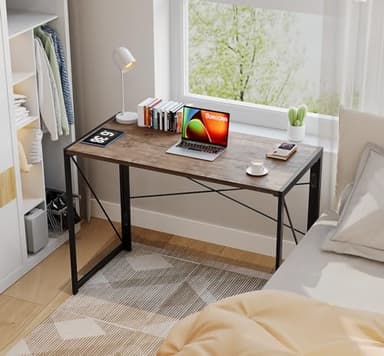 Coavas Folding Desk No Assembly Required, 39.4 inch Writing Computer Desk Space Saving Foldable Table Simple Home Office Desk,Brown - Image 8