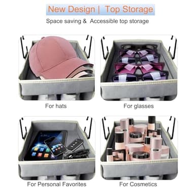 roomtalk Large-Sized Hanging Shoe Organizer 10-Shelf, Sturdy Hanging Closet Organizer with 8 Side Pockets, Wider Hanging Shelves for Storage Shoes Clothes Jeans Shirts Toys, Grey - Image 3