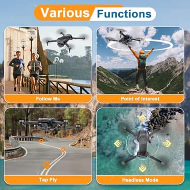 X-shop 4K GPS Drone with Camera for Adults, Brushless Motor, 4.5" HD Screen Remote with 2 Batteries 60 Min Flight, with SD Card, Foldable Quadcopter Under 249g, Auto Return, Follow Me, 3 Speed Mode - Image 6