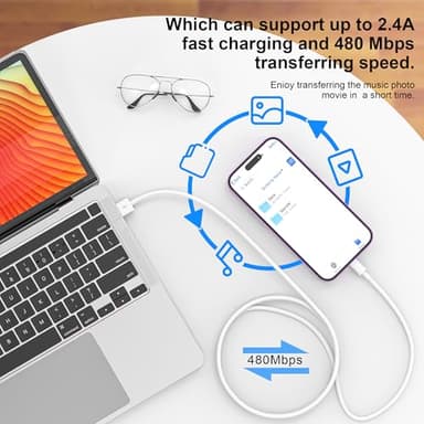 2PACK for iPhone Charger 6FT,Lightning Charging Cable,for Apple Certified Cord for iPhone 14/13/12/11 Pro/X/Xs Max/XR/8 Plus/7/6s/SE/5c/5s,for iPad Air/Mini USB Charge 6Foot - Image 4