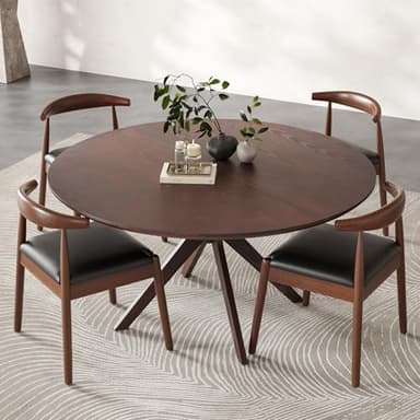Soohow 47.2" Solid Wood Round Dining Kitchen Table for 4-6 People with Intersecting Pedestal Base - Image 8
