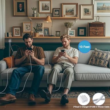 iPhone 16 15 Charger, 2Pack PD Dual USB C Charger Block Fast Charging Wall Charger Plug with 10FT Long USB C to C Charger Cord Woven Cable for Apple iPhone 16/16 Plus/16 Pro/16 ProMax/15/15ProMax/iPad - Image 7