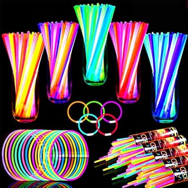 TURNMEON 500 Pack Ultra Bright Halloween Glow Sticks Bulk Party Pack Halloween Glow In The Dark Halloween Party Supplies Favors Glow Sticks Necklaces Bracelets with Connectors 8" Glow stick Light Up - Image 1