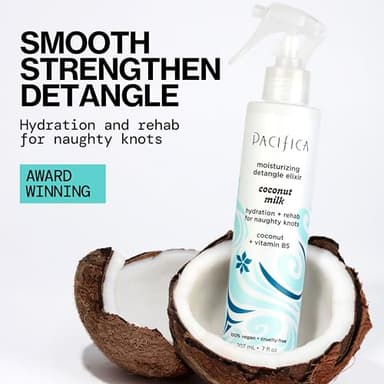 Pacifica Coconut Milk Hair Detangler Spray - Leave In Conditioner Spray, Detangling Elixir Suitable for All Types, Fine and Curly Hair Products, Smoothing, Moisturizing, and Anti-Frizz - 207 mL - Image 2
