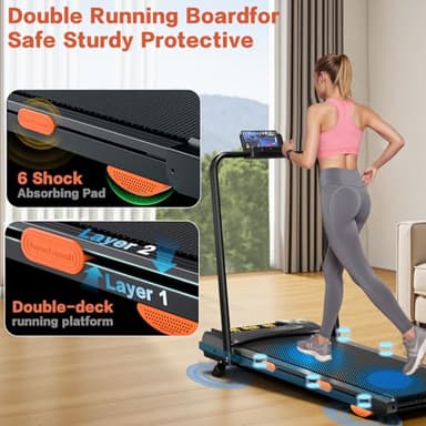 Incline Treadmill for Home, Walking Pad with Handle Bar, Under Desk Compact Treadmill with 350 Lbs Capacity, LED Display & APP, Remote Control, 3.0HP (XXL) - Image 2
