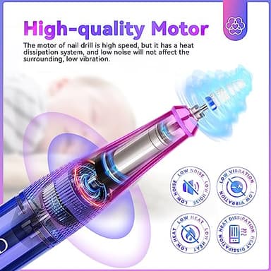 SAVILAND Portable Electric Nail Drill - PRO 35000RPM Electric Nail File Nail Drills for Acrylic Nails Professional with Drill Bits Manicure Pedicure Supplies Use Nail Art for Home DIY Salon Use - Image 4