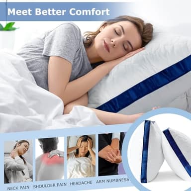 Slybear Pillows Standard Size Set of 2, Cooling Bed Pillow Hotel Quality Pillows 2 Pack for Back, Stomach or Side Sleeper, Fluffy Pillow with Down Alternative for Bed Sleeping, Machine Washable - Image 2
