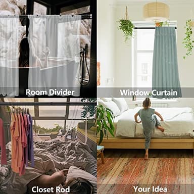 Extra Long Tension Rod with Shower Rod Holder No Drill, Stainless Steel Adjustable Shower Curtain Rod for Bathroom Windows Closet 48-120 Inch Non Slip Matte Black - Image 6
