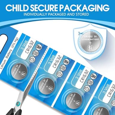 CR1632 Lithium Battery 3V, 5 Count Pack CR 1632 3 Volt Button Coin Cell Batteries for Car Key Fob, Watch, Thermometer, Remote Control - Image 4
