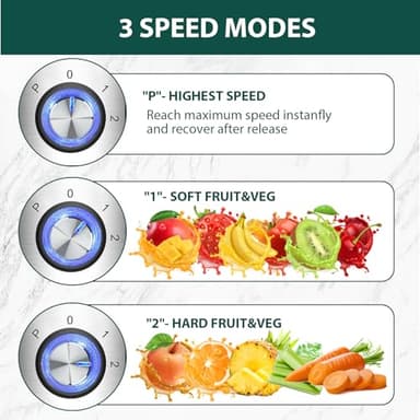 1300W KOIOS Centrifugal Juicer Machines, Juice Extractor with Extra Large 3inch Feed Chute, Full Copper Motor, Titanium-Plated Filter, High Juice Yield, 3 Speeds Mode,Easy to Clean with Brush,BPA-Free - Image 5