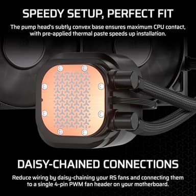 CORSAIR Nautilus 360 RS Liquid CPU Cooler – 360mm AIO – Low-Noise – Direct Motherboard Connection – Daisy-Chain – Intel LGA 1851/1700, AMD AM5/AM4 – 3X RS120 Fans Included – Black - Image 3