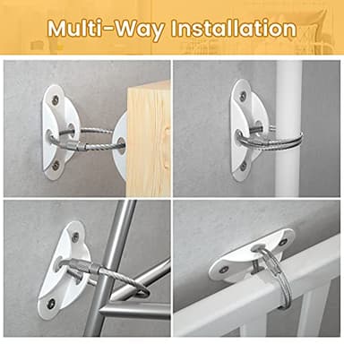 Booda Brand Furniture Anchors (10 Pack) for Baby Proofing, Furniture Straps Anti Tip Furniture Anchor Securing 400 lbs/Keep Baby Pet Safety from Falling Furniture, Metal White Earthquake Straps - Image 8