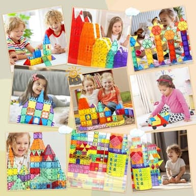 Paaxido Magnetic Tiles - 130PCS Magnetic Blocks for Kids, Magnet Tiles Building Blocks Set with 2 Cars, Construction STEM Magnet Toys Gift for Kids, Boys and Girls 3 4 5 6 7 8+ Year Old - Image 8