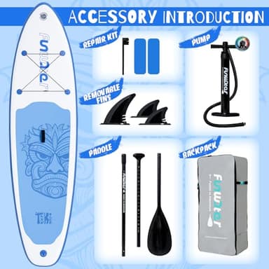 FunWater 10'6×33"×6" Inflatable Stand Up Paddle Board with Premium SUP Paddleboard Accessories,Adults & Youth for All Skill Levels, Included with Board, Paddle, Pump, Three Fins, Backpack - Image 4