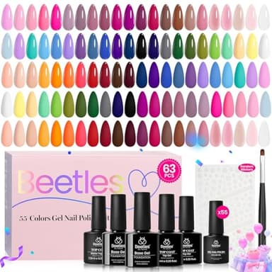 Beetles Fall Gel Nail Polish Set Vibrarnt Holiday 55 Colors Gel Polish Kit with 5 Bottles of Base Glossy Matte Top Coat Soak off Nail Polish Orange Brown Pink Green Blue Red Halloween Gifts for Women - Image 8