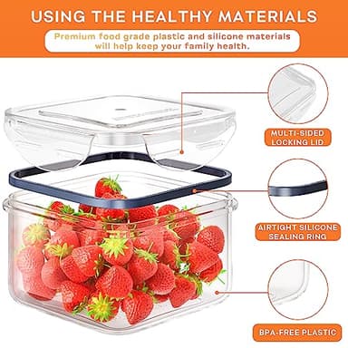 40 PCS Food Storage Containers with Lids Airtight (20 Containers & 20 Lids), Plastic Storage Meal Prep Container-Stackable 100% Leakproof & Microwave Organization and Storage Sets, Lunch Containers - Image 3