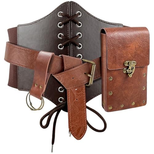 PEKVU Corset Renaissance Belt Medieval Renaissance Belt Pouch Cork Potion Bottle Festival Halloween Costume Accessory(L-Waist/35..2"-43.2") - Image 1