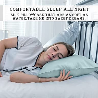 Mulberry Silk Pillowcase for Hair and Skin Standard Size 20"X 26" with Hidden Zipper Soft Breathable Smooth Cooling Pillow Covers for Sleeping(Haze Blue,1Pcs) - Image 6