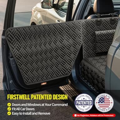FIRSTWELL Dog Car Seat Cover for Back Seat, Hard Bottom Back Seat Cover for Cars, SUV, Small Trucks - Patented Design, Waterproof Dog Hammock, Support 400lbs - Image 3