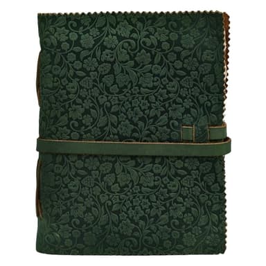 LEATHER VILLAGE Leather Bound Floral Embossed Journal for Women Men - 200 Pages, 8”X6”(A5), Green - Book of Shadows, Vintage Blank Paper Travel Diary, Notebook for Writing, Drawing, Sketchbook - Image 2