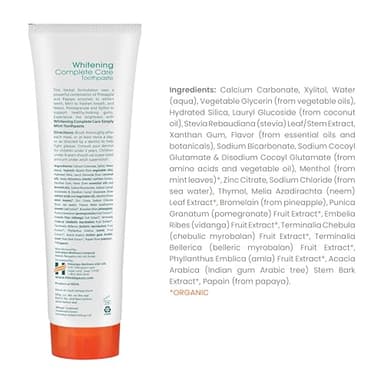 Himalaya Botanique Whitening Complete Care Toothpaste, Teeth Whitening, Fights Plaque, Fluoride Free, No Artificial Flavors, SLS Free, Cruelty Free, Foaming, Simply Mint Flavor, 5.29 Oz, 4 Pack - Image 3